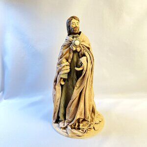 Handcrafted Vintage Spiritual Robed Figurine Textile Sculpted with Medallion 12”